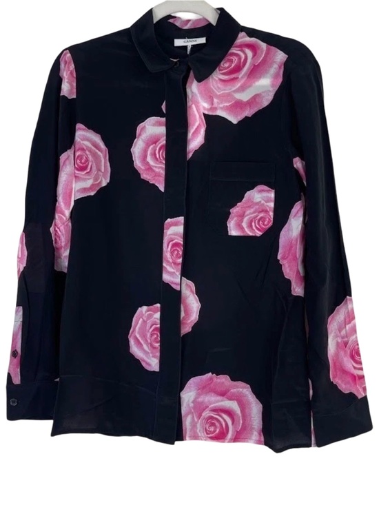 Ganni Tops - GANNI Fayette Silk Rose Print Blouse-NWT-Size 34-S/XS